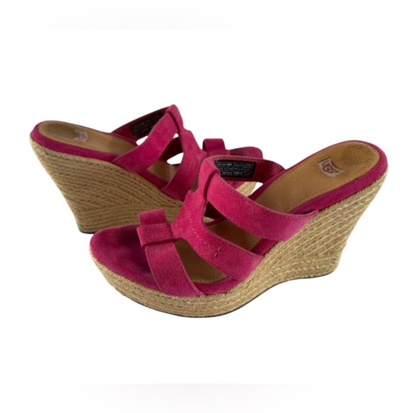 UGG Pink Suede Wedges - Picture 2 of 7